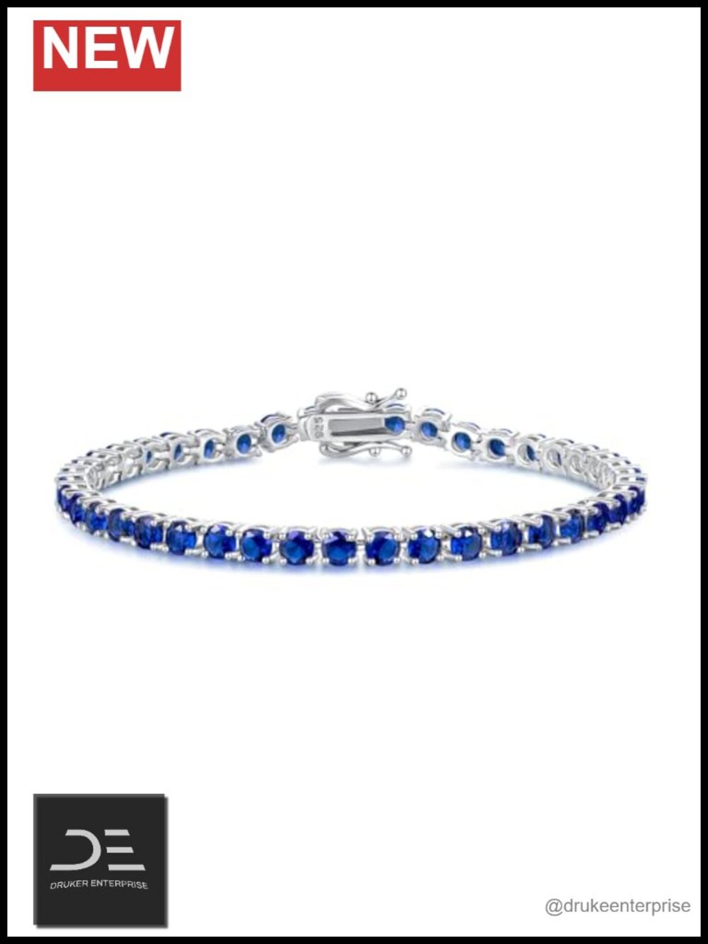 Sterling Silver Sapphire Tennis Bracelet with White Gold Plating Gift for Women